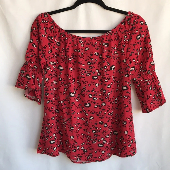 Bailey & Chloe red leopard print rayon Boho top, M - Picture 6 of 6